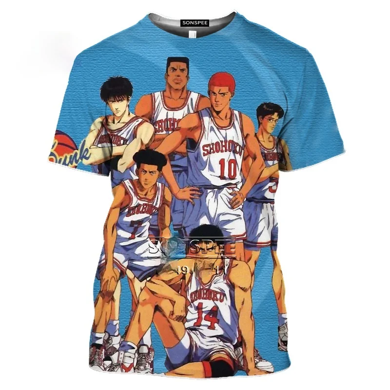 Japonija Karšto Anime SLAM DUNK Krepšinio Komanda Sakuragi 3D Print T Shirt Vyrai Moterys Vasaros marškinėliai Atsitiktinis Marškinėliai, Negabaritinių 4