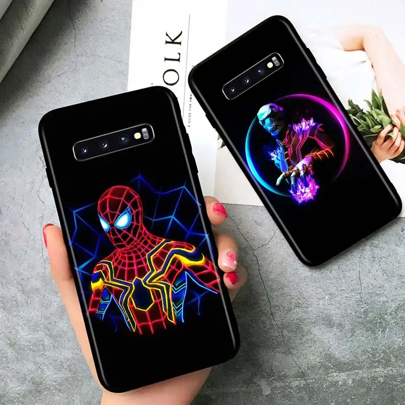 Marvel herojus spalvos Samsung Galaxy S21 Ultra Plus Pastaba 20 10 9 8 S10 S9 S8, S7 S6 Krašto Plus Black Telefono dėklas 4