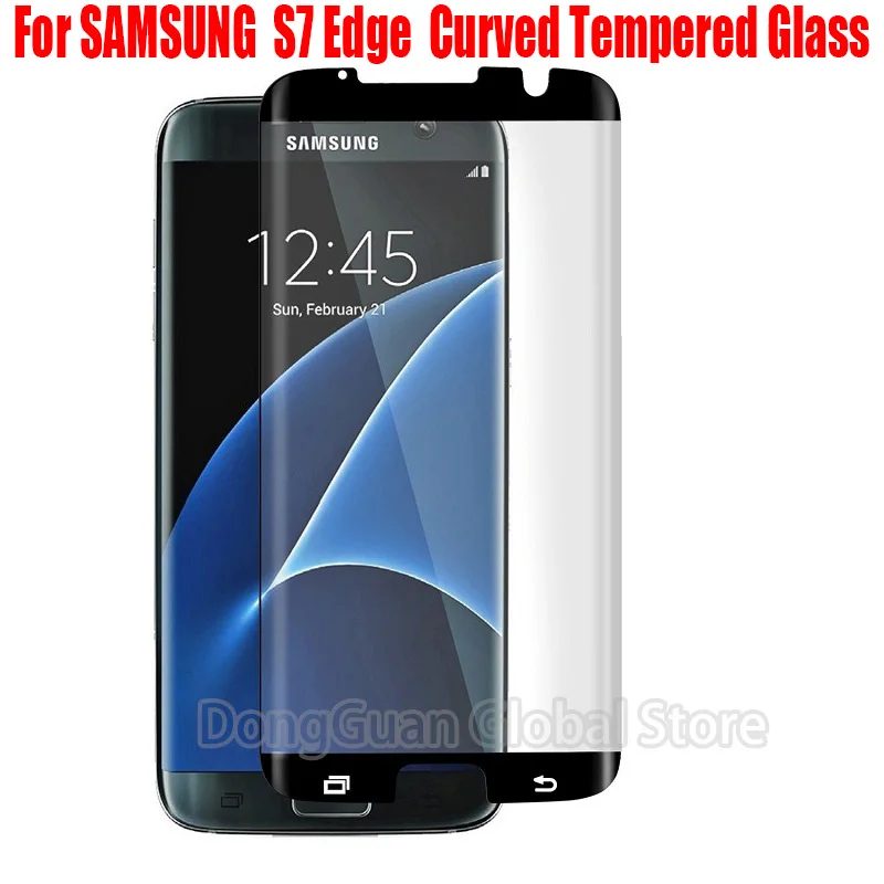 9H Lenktas Grūdintas Stiklas Samsung Galaxy S7 Krašto Juodojo Aukso Ekrano Dangtis Screen Protector Filmas 5