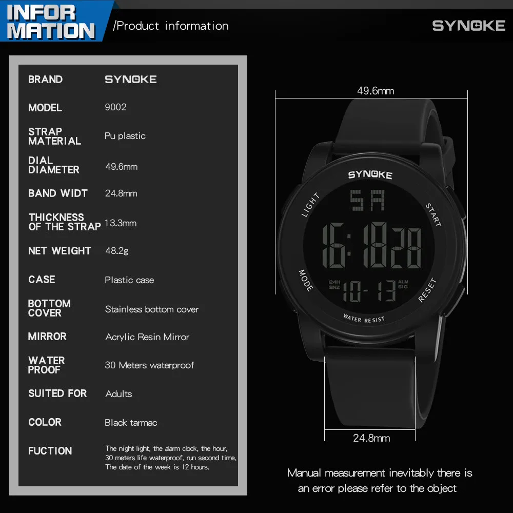 Synoke Vyrai Laikrodžiai Daugiafunkcinis Karinės Sporto Laikrodis Led Digital Dual Judėjimo Žiūrėti Sporto Laikrodis Vyrų Relogio Masculino 3