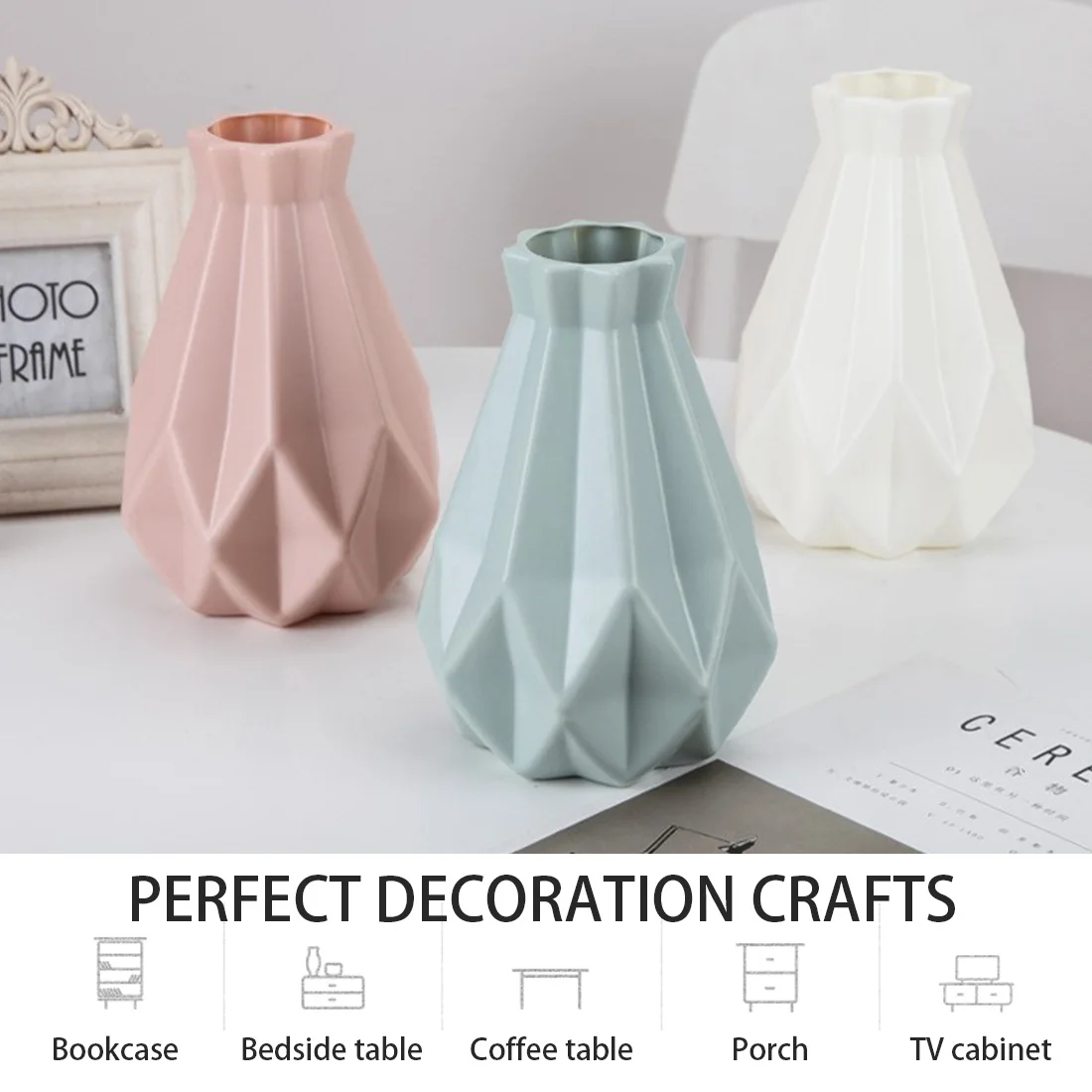 Šiuolaikinės vazos apdailos namų Šiaurės Stiliaus Gėlių kompozicijų Kambarį Origami gėlių vazonas interjero Plastikinių Karšto Pardavimo 2021 3