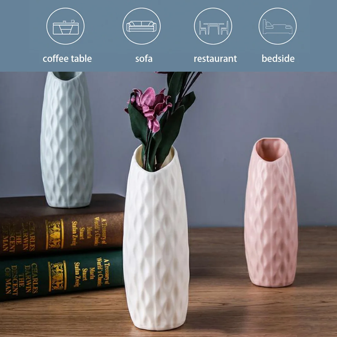 Šiuolaikinės vazos apdailos namų Šiaurės Stiliaus Gėlių kompozicijų Kambarį Origami gėlių vazonas interjero Plastikinių Karšto Pardavimo 2021 5