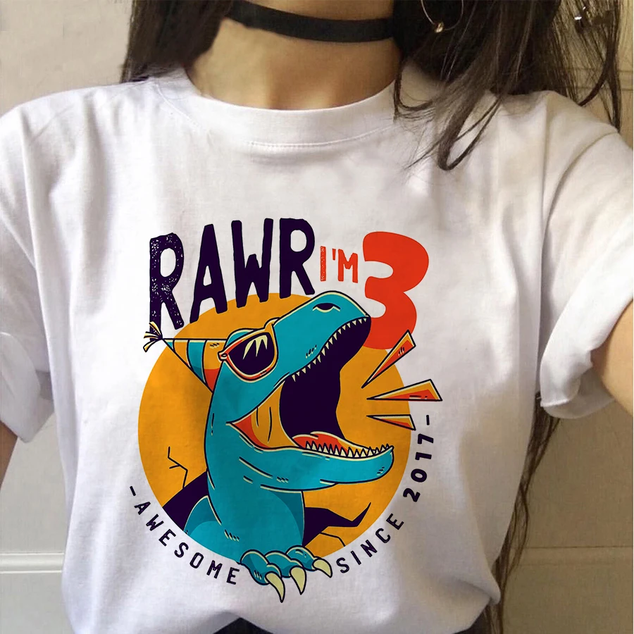 Juros periodo Parkas Dinozaurų Juokinga Streetwear Grafinis Atspausdintas Atsitiktinis Raidžių marškinėliai Viršuje Minkštas Negabaritinių Tee Moterų/Žmogaus T-Shirt 4