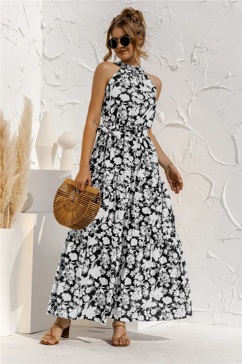 18 Spalvų Moterims Gėlių Maxi Suknelės Rankovių Bohemijos Boho Ilgai Sundress Moterų Suknelės Atsitiktinis Vasaros 1