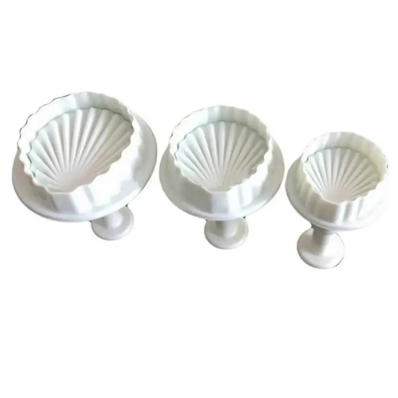 3Pcs/set Garsaus Sea Shell 3D Formos Minkštas Pyragas Pelėsių Įrankiai Bakeware Minkštas Pelėsių Slapukus Cutter Antspaudas Tortas Įrankis Virtuvėje Cookice 2