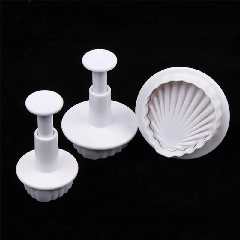 3Pcs/set Garsaus Sea Shell 3D Formos Minkštas Pyragas Pelėsių Įrankiai Bakeware Minkštas Pelėsių Slapukus Cutter Antspaudas Tortas Įrankis Virtuvėje Cookice 4