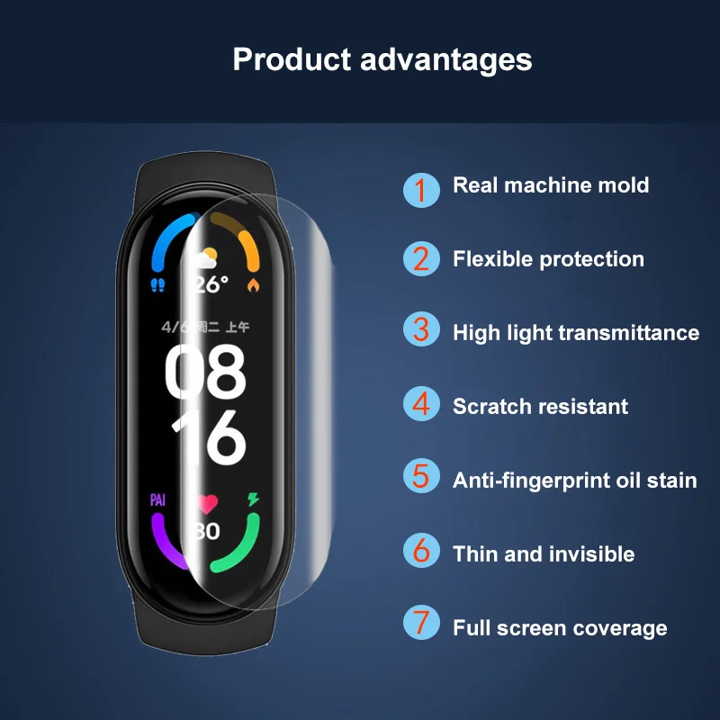 Composite Ekrano Apsauginės plėvelės, Už Xiaomi Mi Juosta 6 Smart Watch Ekrane TPU Minkštas Filmas Pilnas draudimas apsaugos Xiaomi Juosta 6 4