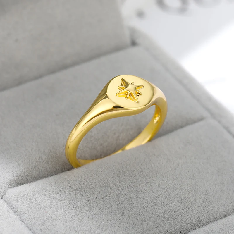 Aukso Piršto-Žiedas, Nerūdijančio Plieno, Populiarus Logotipas North Star Žiedai Moterims, Vyrams Ins Derliaus Turas Moterų Pora, Žiedas, Papuošalų BFF 5