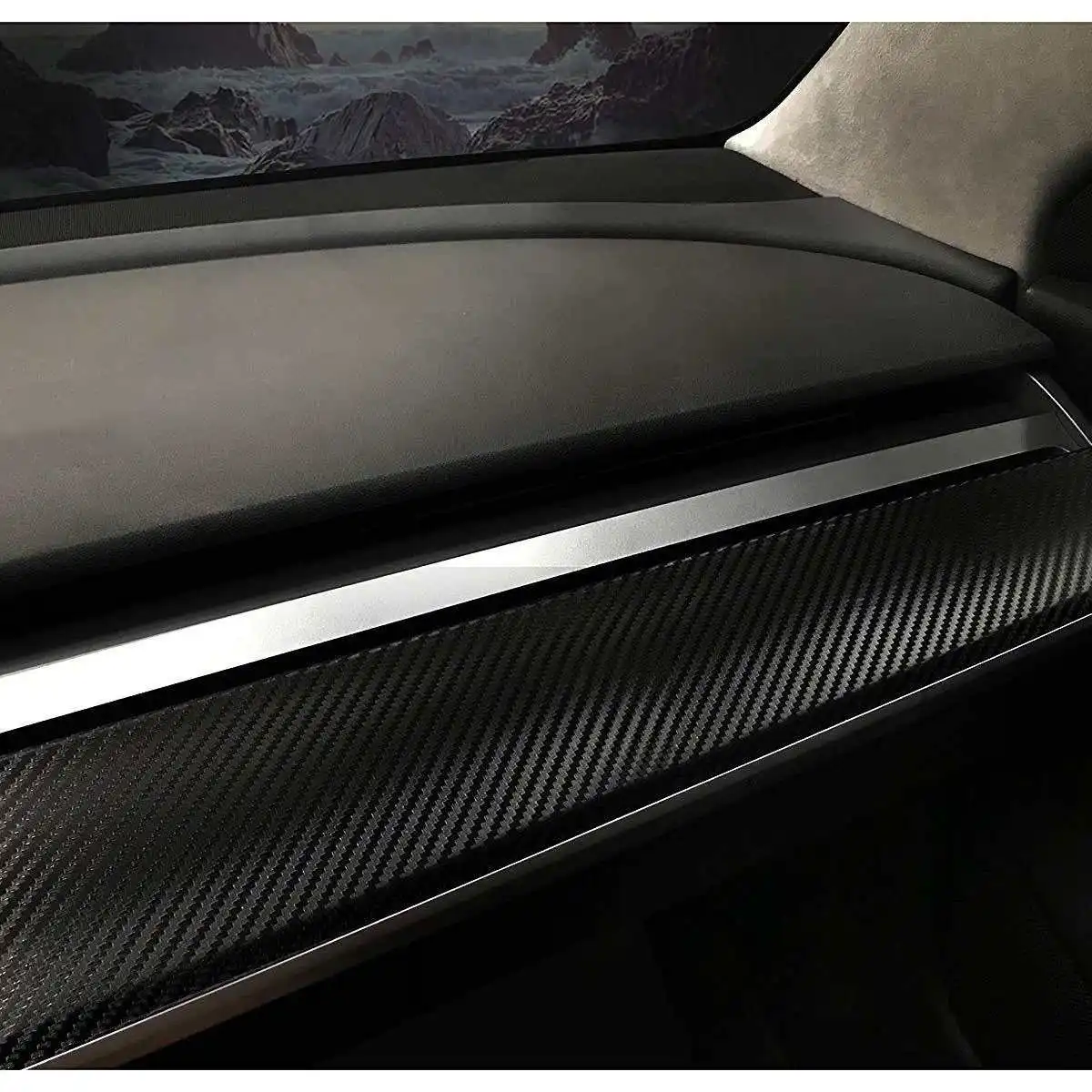 3D Anglies Pluoštas, Vinilas, Mediena Wrap Automobilio Salono prietaisų Skydelio Lipdukai Automobilio Lipdukas Reikmenys Tesla Modelis 3 3