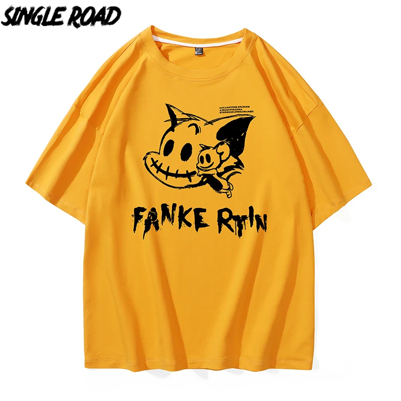 SingleRoad vyriški marškinėliai Vyrams 2021 M. Vasaros Viršūnes Anime Spausdinti marškinėliai Japonijos Streetwear Harajuku Atsitiktinis Negabaritinių Marškinėliai Vyrams 3