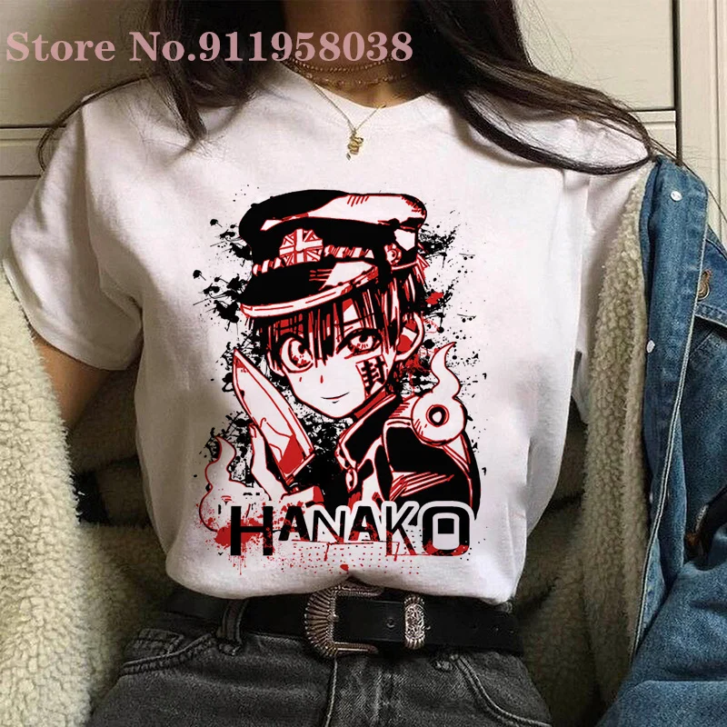 Japonų Anime Jibaku Shounen Hanako Kun Atspausdinta marškinėliai Mados o-kaklo trumparankoviai Harajuku atsitiktinis viršų moteris/vyras Marškinėliai 1
