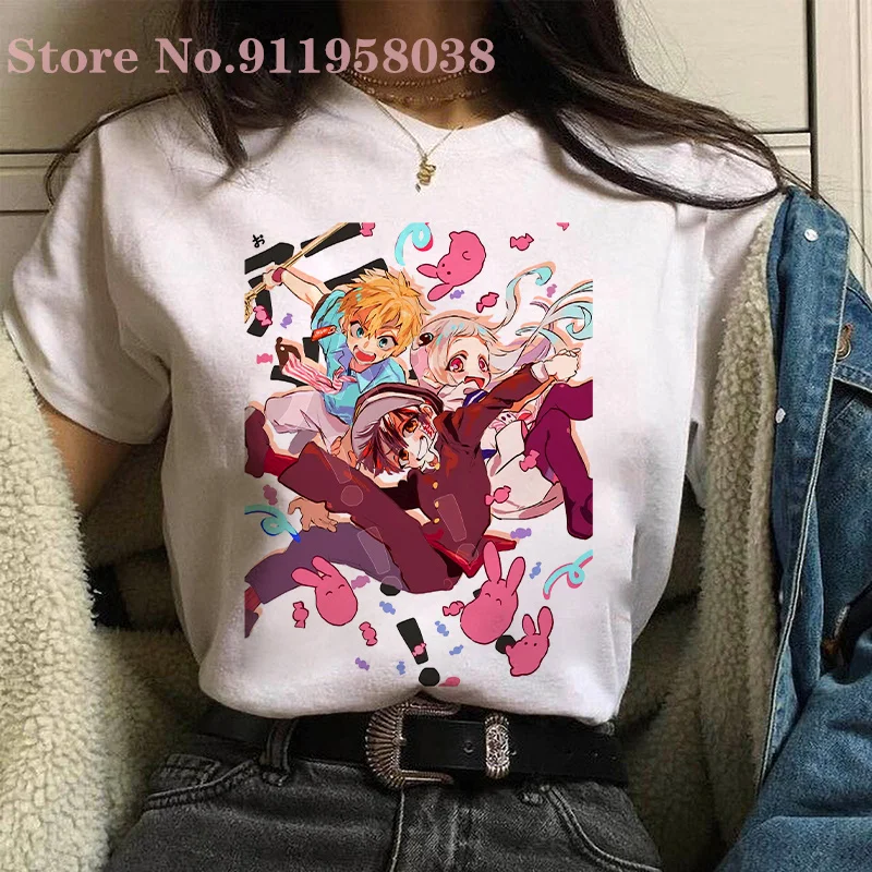Japonų Anime Jibaku Shounen Hanako Kun Atspausdinta marškinėliai Mados o-kaklo trumparankoviai Harajuku atsitiktinis viršų moteris/vyras Marškinėliai 4
