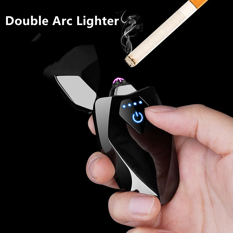 2021 Nauja Elektros Plazmos Dvigubo Kampo Lengvesni USB Mokestis Metalo Vėjo Žvakė Cigarų Vamzdis, Žiebtuvėliai Kūrybinių Dalykėlių Vyrų Dovana 5