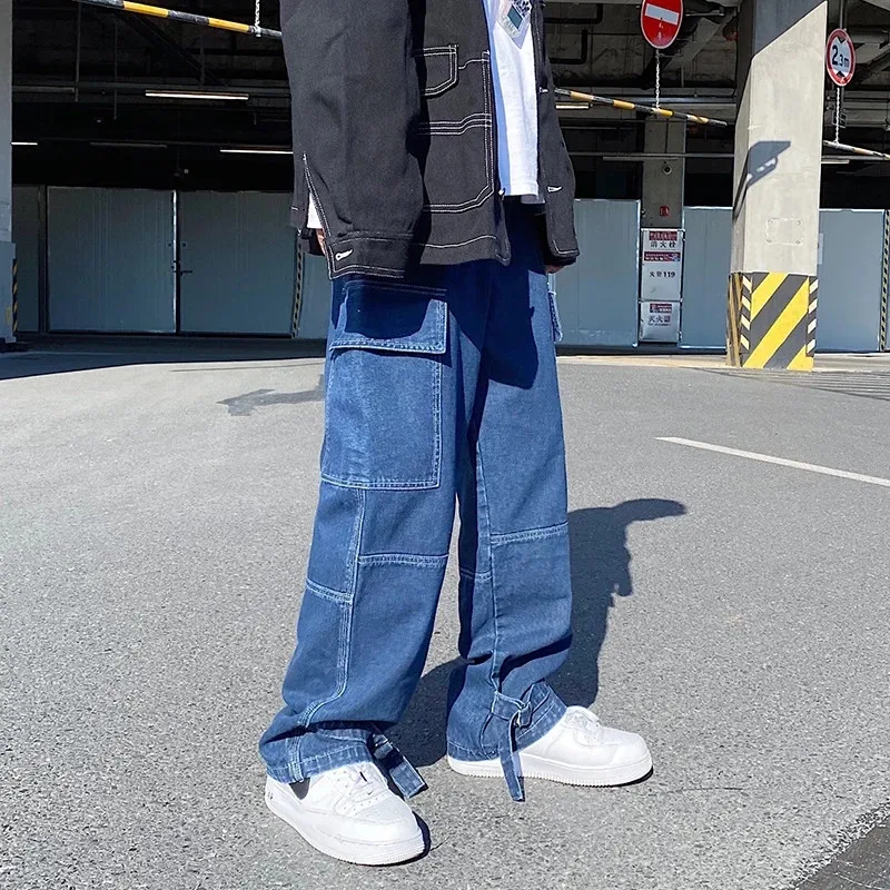 Vyrai džinsai Pločio Kojų džinsai ziajać Prarasti Tiesiai Baggy vyriški džinsai Streetwear Hip-Hop atsitiktinis Riedlentė kelnes S-5XL Neutralus kelnės 1