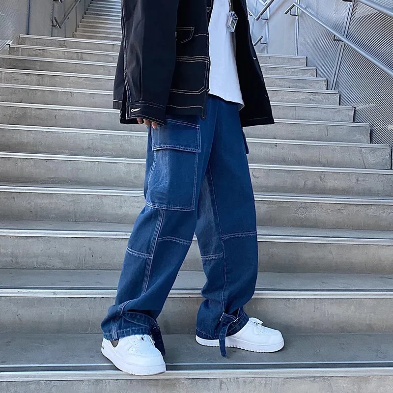 Vyrai džinsai Pločio Kojų džinsai ziajać Prarasti Tiesiai Baggy vyriški džinsai Streetwear Hip-Hop atsitiktinis Riedlentė kelnes S-5XL Neutralus kelnės 3