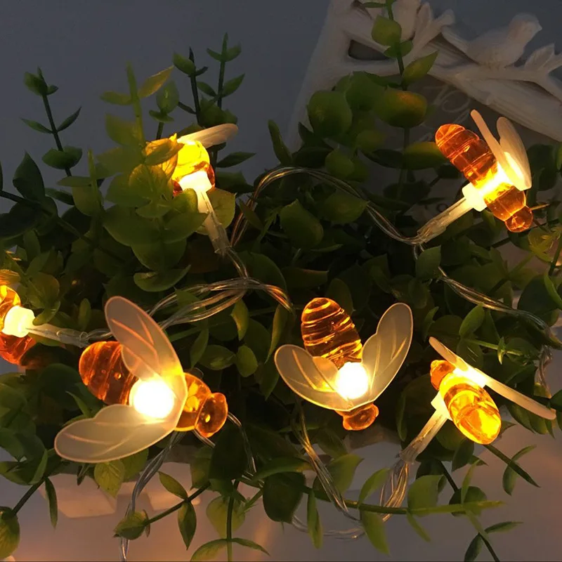 LED Eilutės Žibintai Bičių Lauko Sodo Kalėdų Dekoracijas Pasakų Žibintai Girliandą Baterija Helloween Atostogų 2