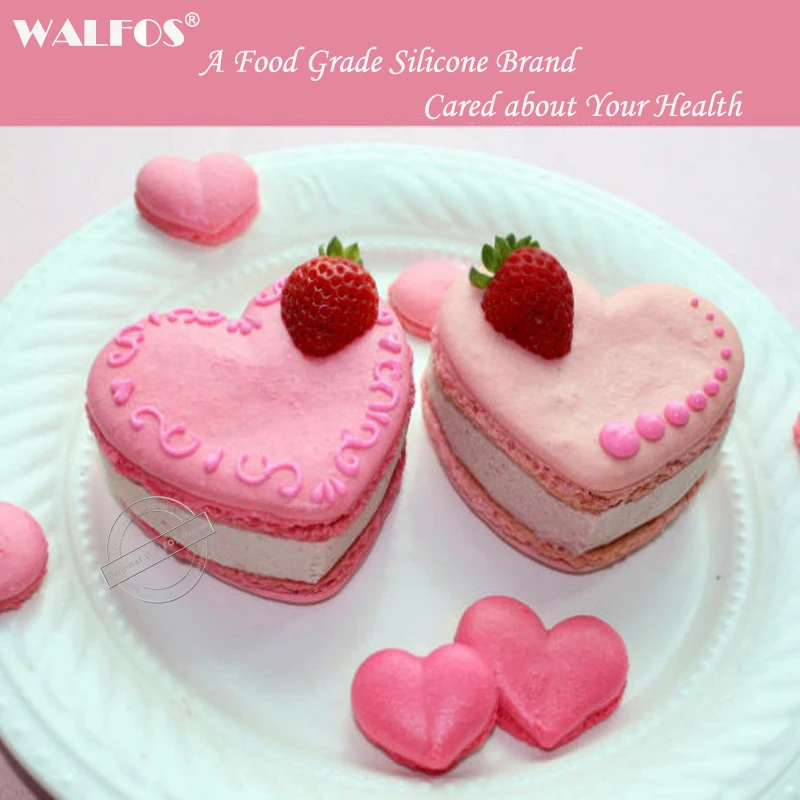 WALFOS Maisto Klasės, Meilės Širdies Formos Silikono Tortas Pelėsių Tortas Keptuvė tefloninė Kepimo Putėsiai Visos Pelėsių Desertas Apdailos Įrankiai 5