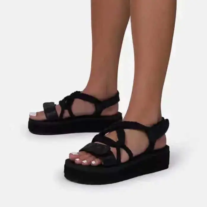 Moteris Sandalai Vasarą Europos ir Amerikos Laisvalaikio Storio-soled Kanapių Virvė Storio-soled, Suapvalinti Tne Velcro Plius Dydis Moterų Sandalai 0