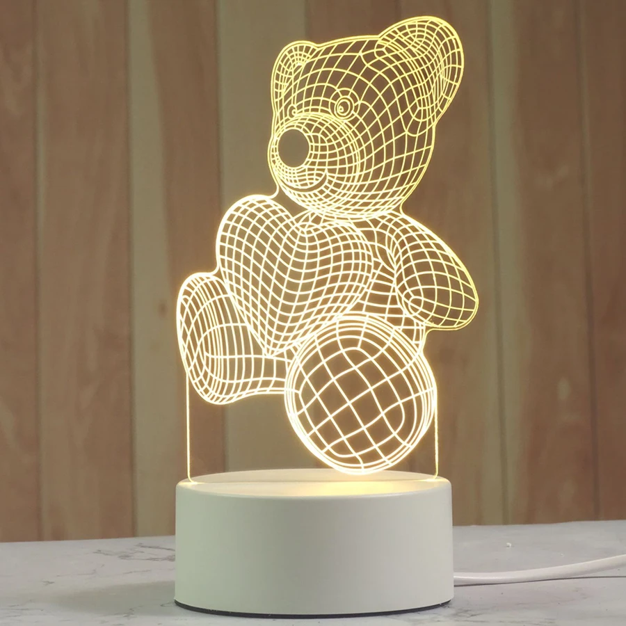 3D LED Nakties Šviesos Romantiškos Meilės Lempos širdelės formos Balionas Akrilinis Dekoratyvinis Stalo Lempa Valentino Diena Brangioji Žmonos Dovana 4