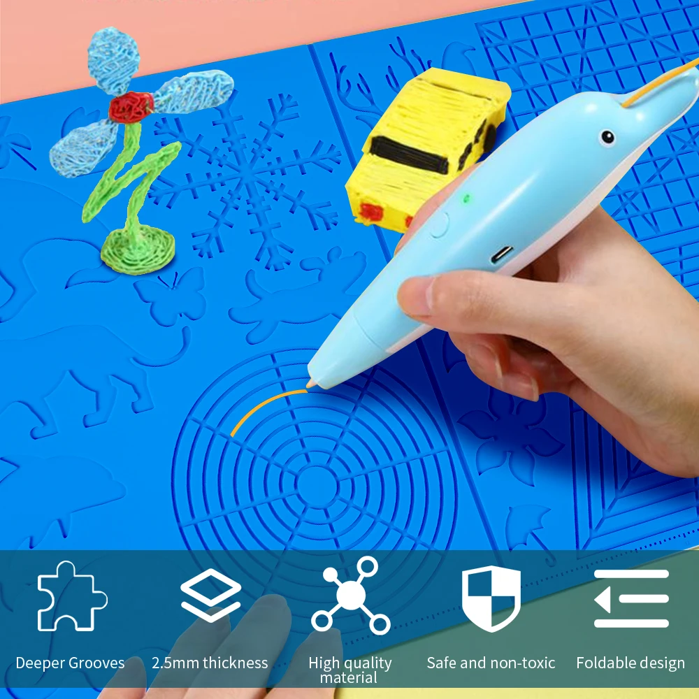 3D Spausdinimo Pen Silikono Dizaino Kilimėlis Šabloną Piešimo Priemones, Silikono Padas Piešimo Priemones Vaikams ir Suaugusiems 1