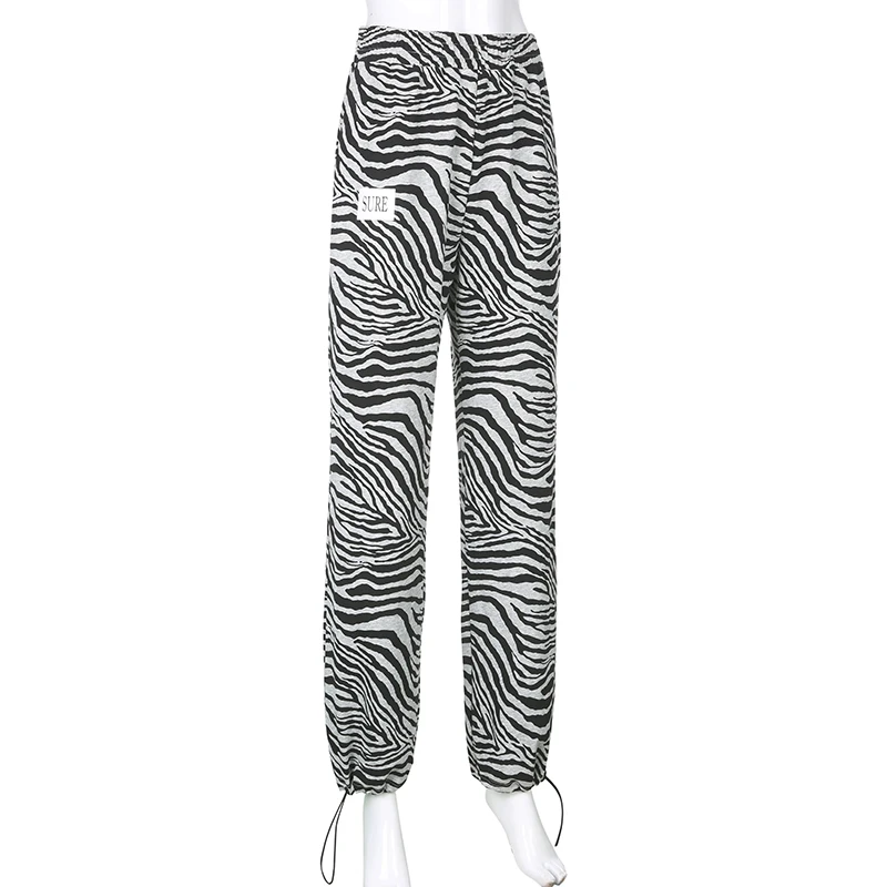 Zebras Spausdinti Harajuku Krovinių Kelnės Capri Moterims Y2K Derliaus Atsitiktinis Baggy Aukšto Juosmens Poilsiu Sweatpants Kelnės Streetwear Iamhotty 1