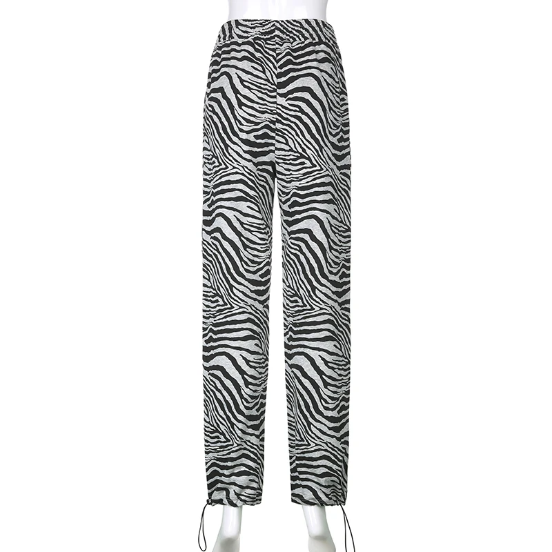 Zebras Spausdinti Harajuku Krovinių Kelnės Capri Moterims Y2K Derliaus Atsitiktinis Baggy Aukšto Juosmens Poilsiu Sweatpants Kelnės Streetwear Iamhotty 2