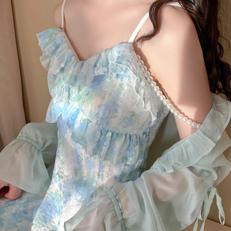 Svetimų Kitty Vasaros Geometrinis Dryžuotas Femme Saldus 2021 Merginos Vakare Šalis Naujas-Line Elegantiškas Karšto Ilgos Suknelės Spausdinimo Duobute 4
