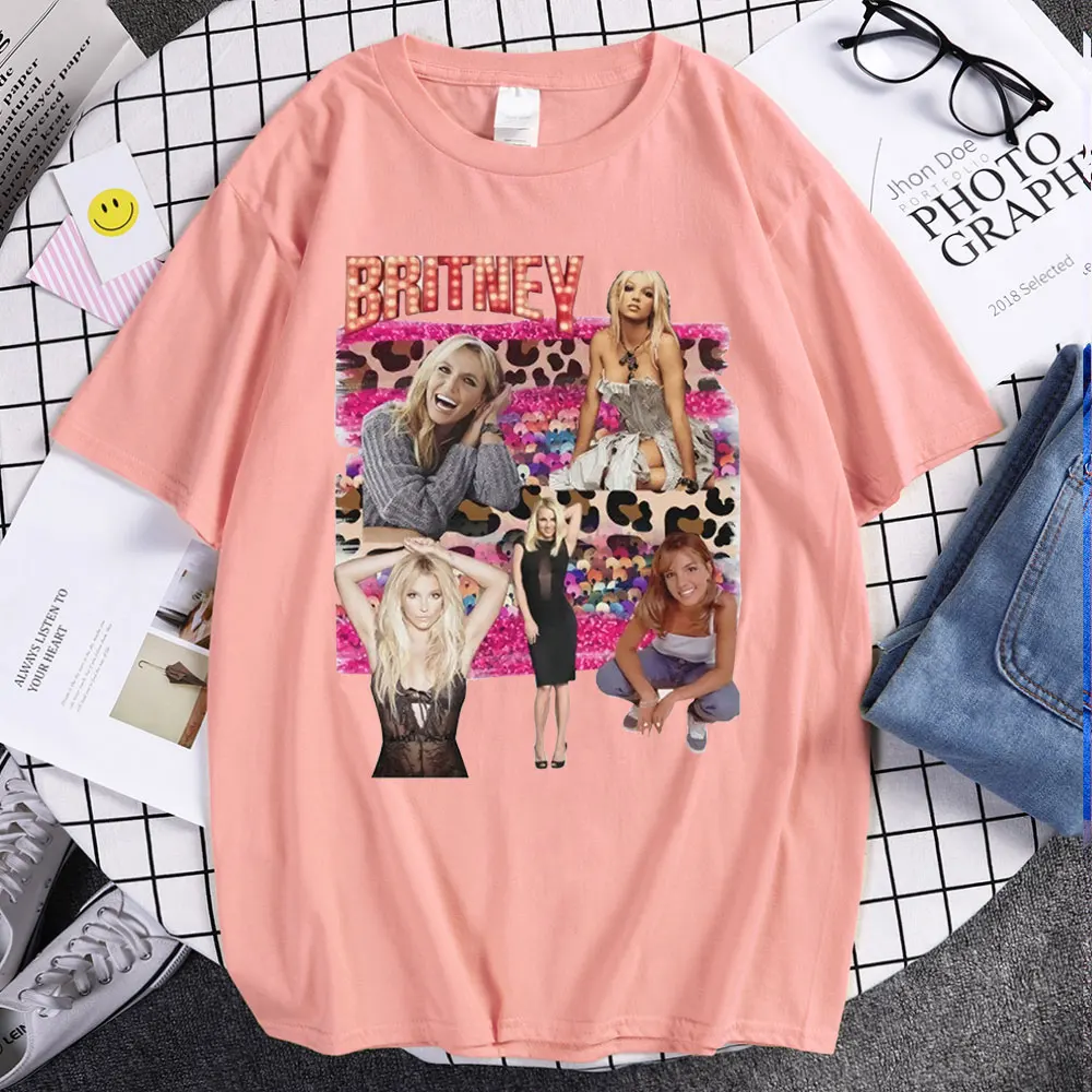 Karšto Pardavimo Britney Spears Spausdinti Pora Marškinėliai Derliaus Animacinių filmų Vasaros Viršūnes Vasaros Klasikinis Trišakiai Ulzzang Stilius Nauja, T-shirt Moteris 1
