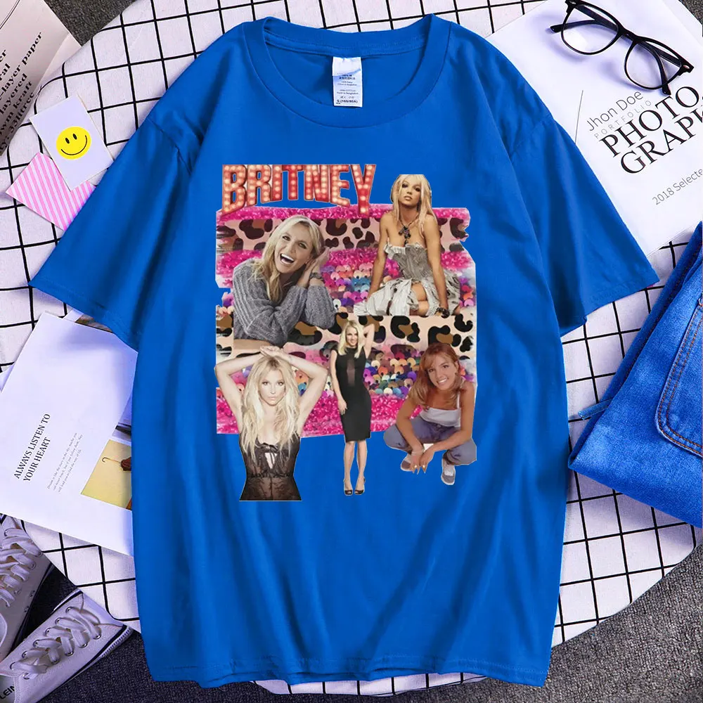 Karšto Pardavimo Britney Spears Spausdinti Pora Marškinėliai Derliaus Animacinių filmų Vasaros Viršūnes Vasaros Klasikinis Trišakiai Ulzzang Stilius Nauja, T-shirt Moteris 5