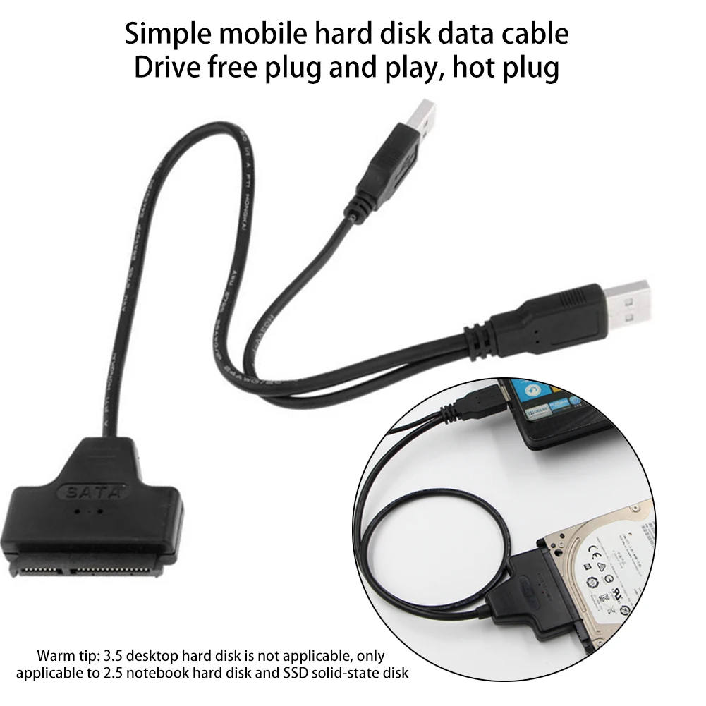 Didelės Spartos Dual USB 2.0 prie SATA HDD Standųjį Diską Keitiklį Adapterio Kabelis 5