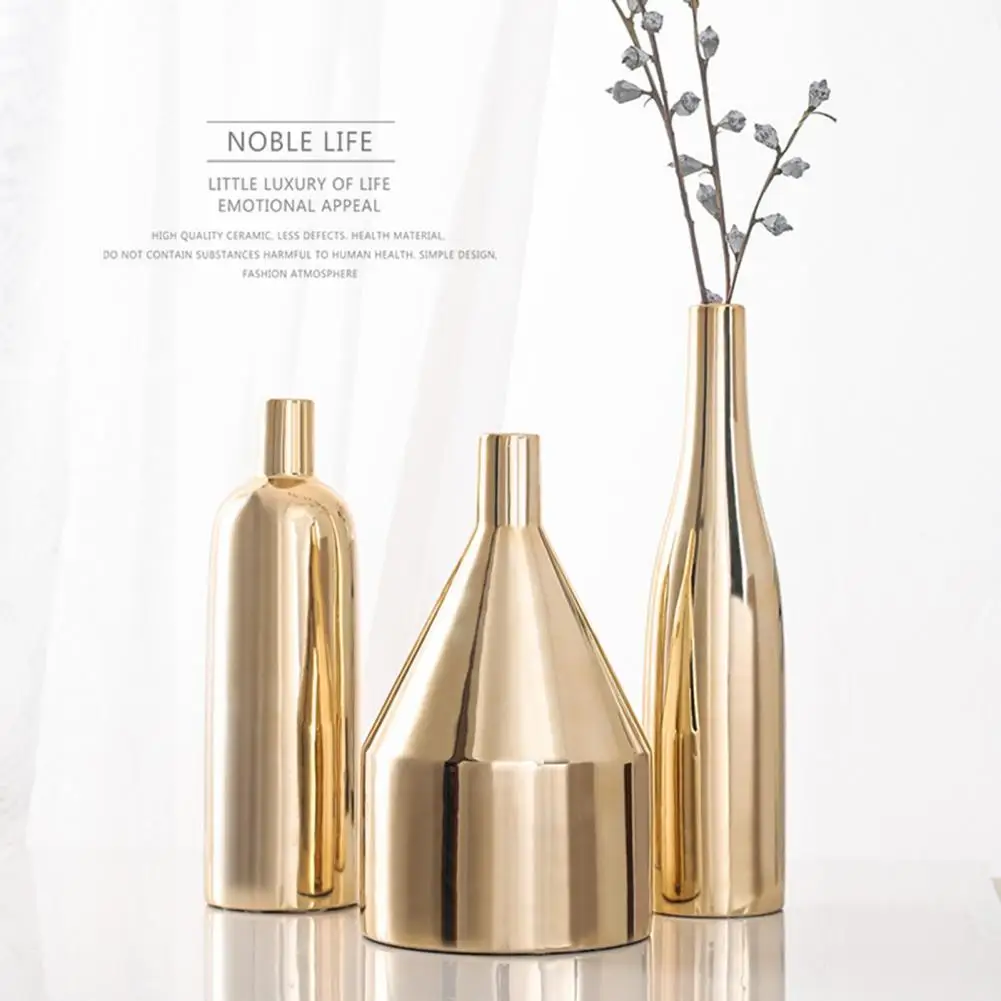 Keramikos Vaza, Elegantiškas Dizainas Ūgio Electroplate Aukso Spalvos Modernus Paprastumas Gėlių Vaza Namų 4