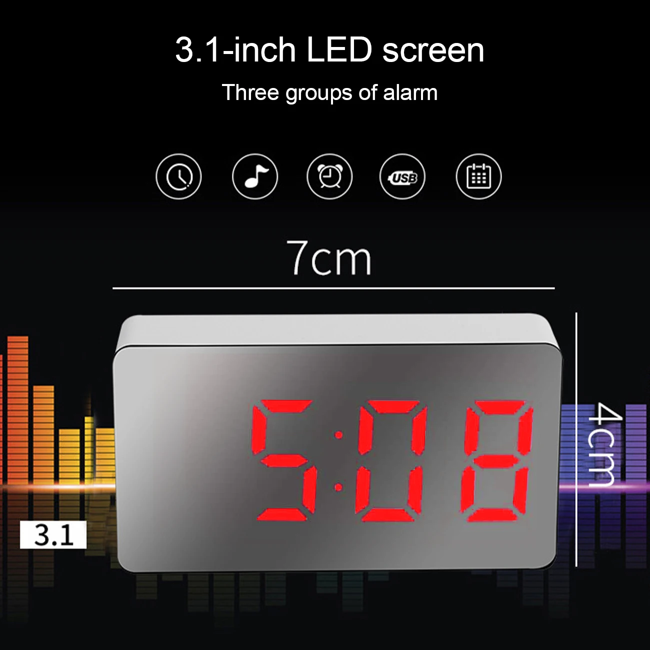 LED Veidrodėliai Skaitmeninis Laikrodis, Žadintuvas Atidėti Stalo Laikrodis Pabusti Išjungti Kalendoriaus Pritemdomi Elektroninių Darbalaukio Laikrodžius, Namų Puošybai 4