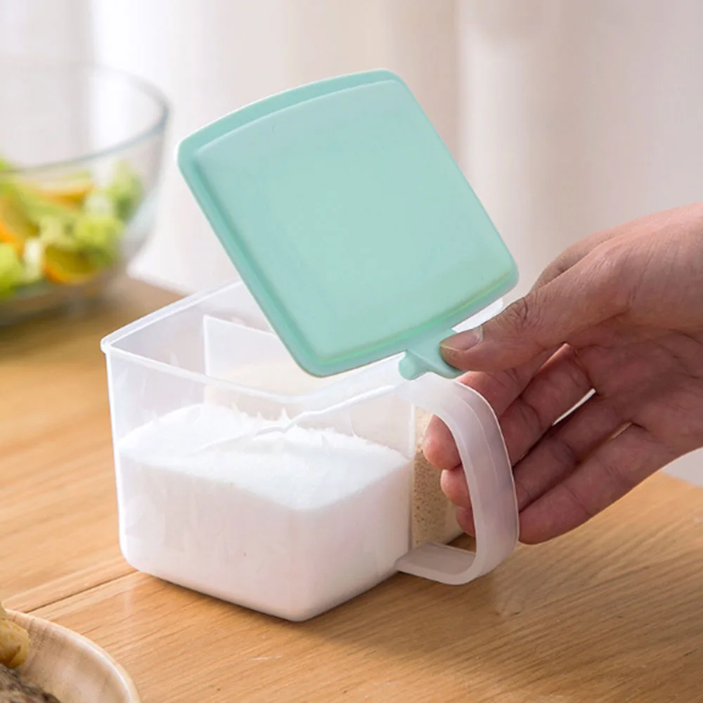 Plastikiniai Prieskonių Dėžutė Virtuvės Salt Shaker Prieskonių Indelį Talpinimo Nustatyti Prieskonių Indelį Su Šaukštu, Namų Apyvokos, Virtuvės Reikmenys 0