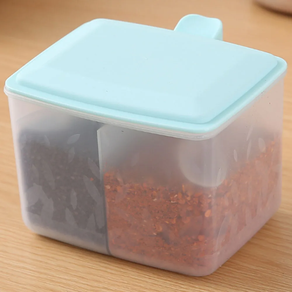 Plastikiniai Prieskonių Dėžutė Virtuvės Salt Shaker Prieskonių Indelį Talpinimo Nustatyti Prieskonių Indelį Su Šaukštu, Namų Apyvokos, Virtuvės Reikmenys 3