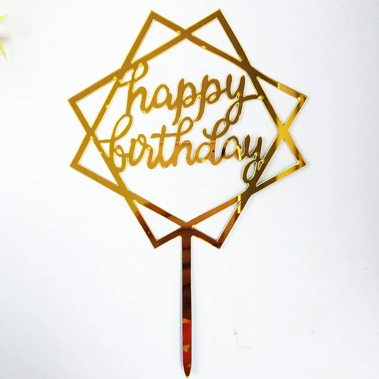 10vnt/set Aukso Rožinė Happy Birthday Cake Toppers Akrilo Gimtadienio Tortas Topper Vaikams Gimtadienio Tortas Dekoravimo, Kūdikių Dušas 0