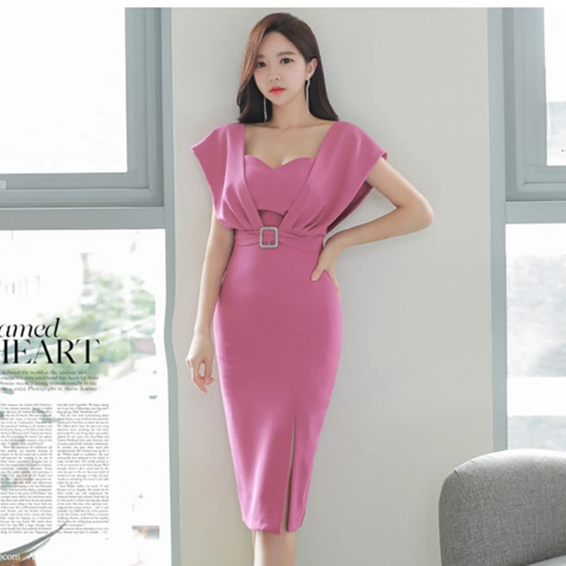 Korėjos Stiliaus Kietas Seksualus Backless Šalies Vestidos Elegantiška Berankovė Office Lady Slim Darbo Bodycon Pieštuku Suknelė 2021 M. Vasaros, Nauja 5