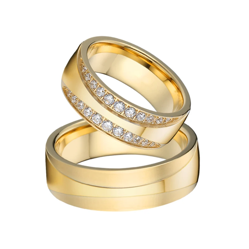 1 pora mylėtojas aljanso pora vestuvių žiedai vyrams ir moterims 18K rose paauksuoti papuošalai piršto žiedą 4