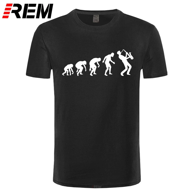 Saksofonas Marškinėliai Saksofonas Evoliucijos Žmogaus T-Shirt Grafikos Atsitiktinis Marškinėliai Medvilnės Įdomus Vyras Trumpas Rankovėmis Marškinėlius 3