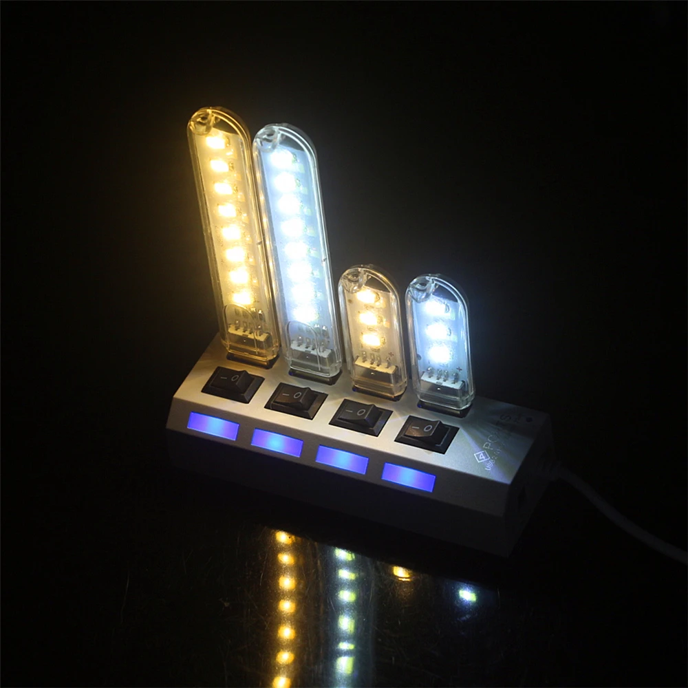 Mini USB LED Stalo Lempa Nešiojamų Skaityti Stalas Šviesos 3 8 12 24Leds Knygos Naktį šviesos Žibintuvėlis, Kempingas Galia Banko Sąsiuvinis 3