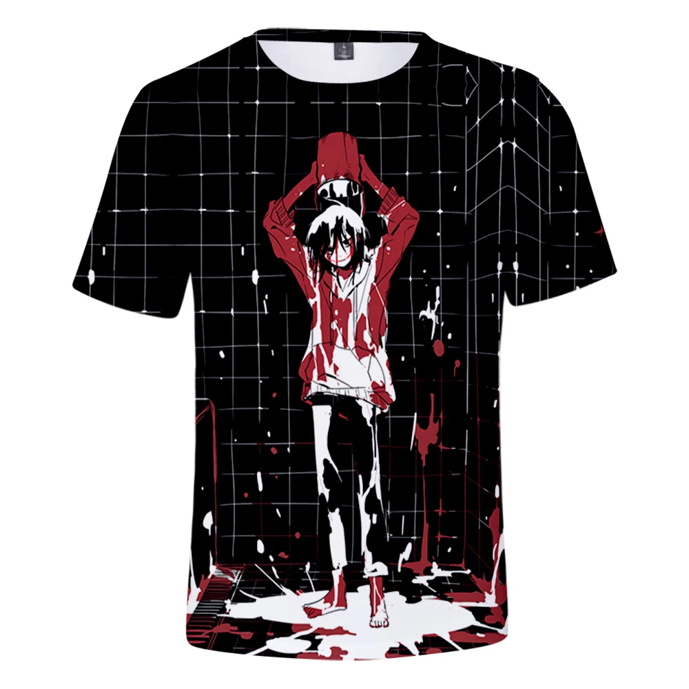 Siaubo Creepypasta T Shirt Cool Harajuku Atsitiktinis 3D Grafikos Spausdinimo Juokinga Vyrai Moterys Streetwear vasara O-Kaklo Hip-Hop Marškinėliai 4