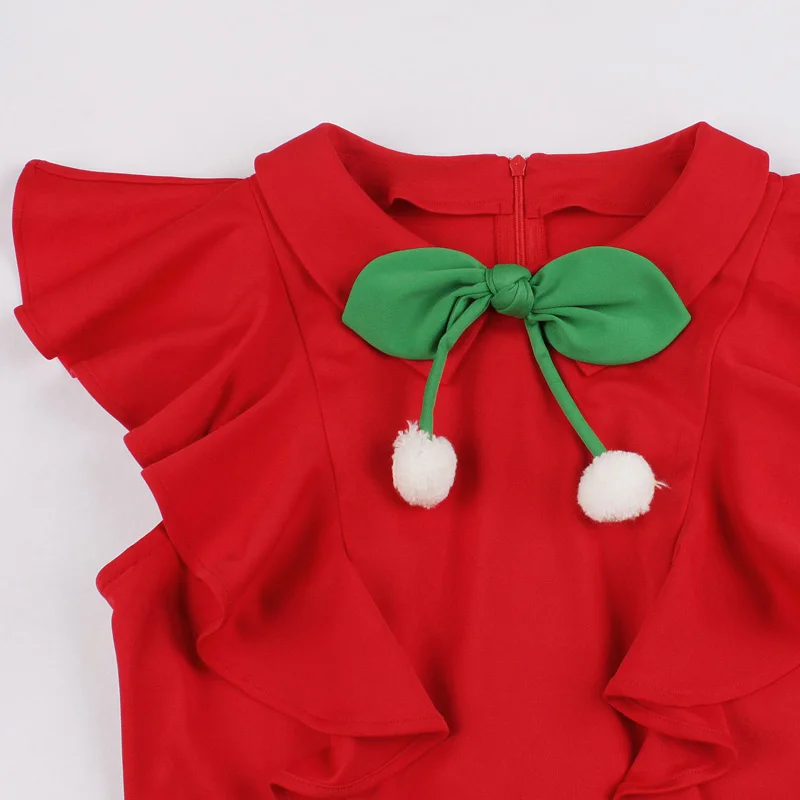 Tonval Lankas Kaklo Vintage Stiliaus Pynimas Armhole Moterys Raudonomis Suknelėmis Vasarą 2021 Ponios Rankovių Mielas Swing Midi Suknelė 3