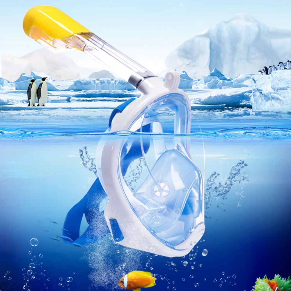 Povandeninis Nardymas Anti Rūko Kaukė Nustatyti Snorkeling Pilna Veido Kaukė, Kvėpavimo Kaukes, Saugus ir atsparus Vandeniui Plaukimo Įranga 0