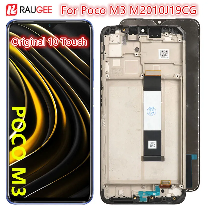 Raugee Originalus LCD Ekranas Xiaomi Poco M3 Jutiklinis Ekranas skaitmeninis keitiklis 10 Jutiklinis Ekranas Replament Už Xiaomi Poco M3 M2010J19CG 4
