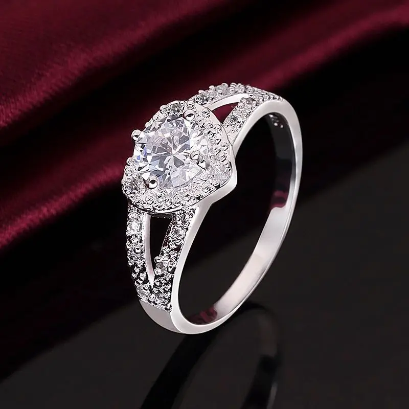 Romantiška Mados Moterų Širdies Formos Cirkonis Žiedas Pasiūlymą Vestuvinis Žiedas Papuošalai Jubiliejų Dovana 3