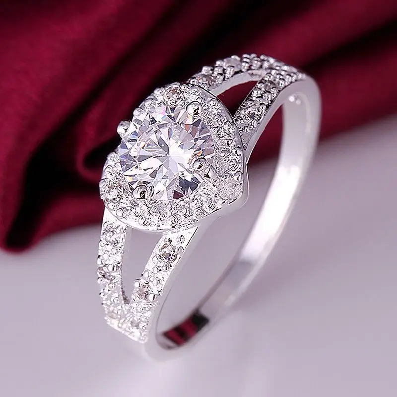 Romantiška Mados Moterų Širdies Formos Cirkonis Žiedas Pasiūlymą Vestuvinis Žiedas Papuošalai Jubiliejų Dovana 4