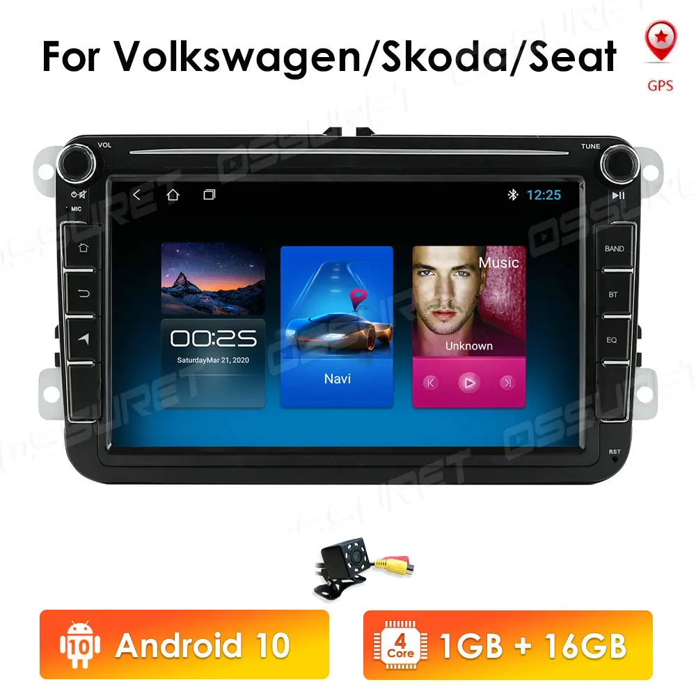 2din Android10 Automobilio Radijo, GPS Multimedijos Grotuvo VW Volkswagen Golf Passat Skoda Octavia Sėdynė Polo Tiguan Fabia Navigacijos SWC 3