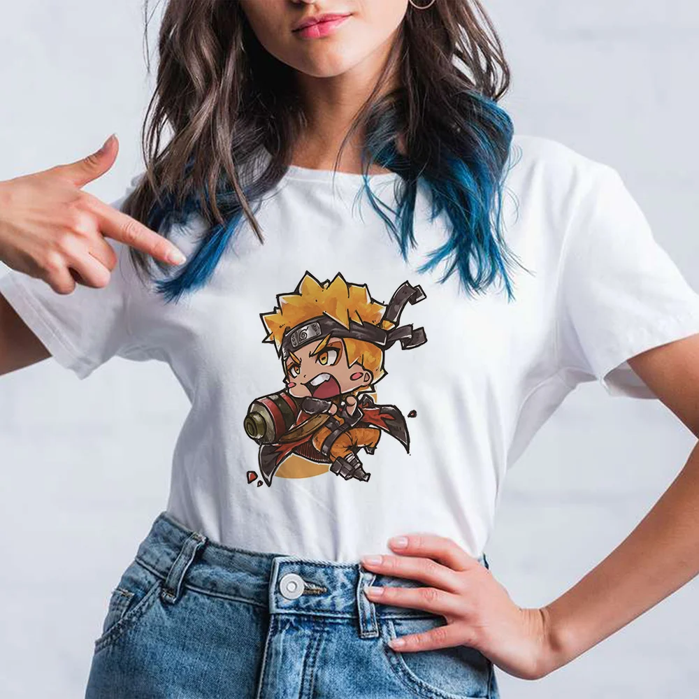 Japonijos Anime Moterų Marškinėlius Naruto Trumpas Rankovės Harajuku Sasuke Marškinėliai Japonų Animacinių filmų Streetwear Hip-Hop ' O-Kaklo Tshirts 2