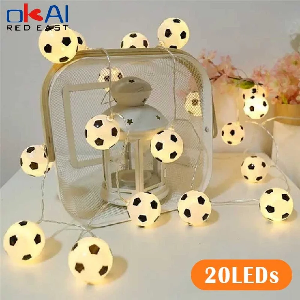 Futbolo Šiltai Balta Pasakų Žibintai 40 LED Futbolo 6 M, String Žibintai Plastikiniai Namų Vaikų Šalis Dekoro Girliandas Deco 2