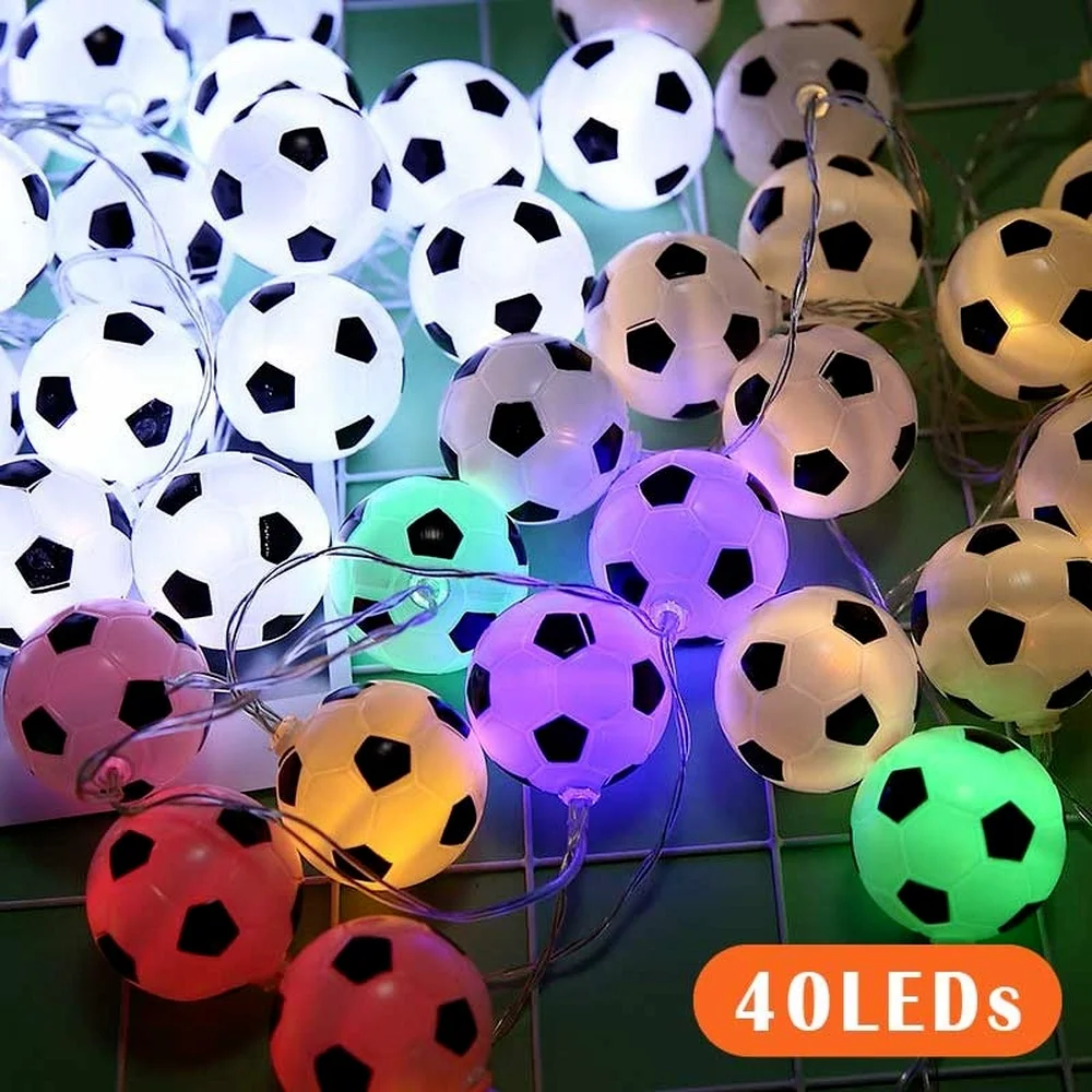 Futbolo Šiltai Balta Pasakų Žibintai 40 LED Futbolo 6 M, String Žibintai Plastikiniai Namų Vaikų Šalis Dekoro Girliandas Deco 4