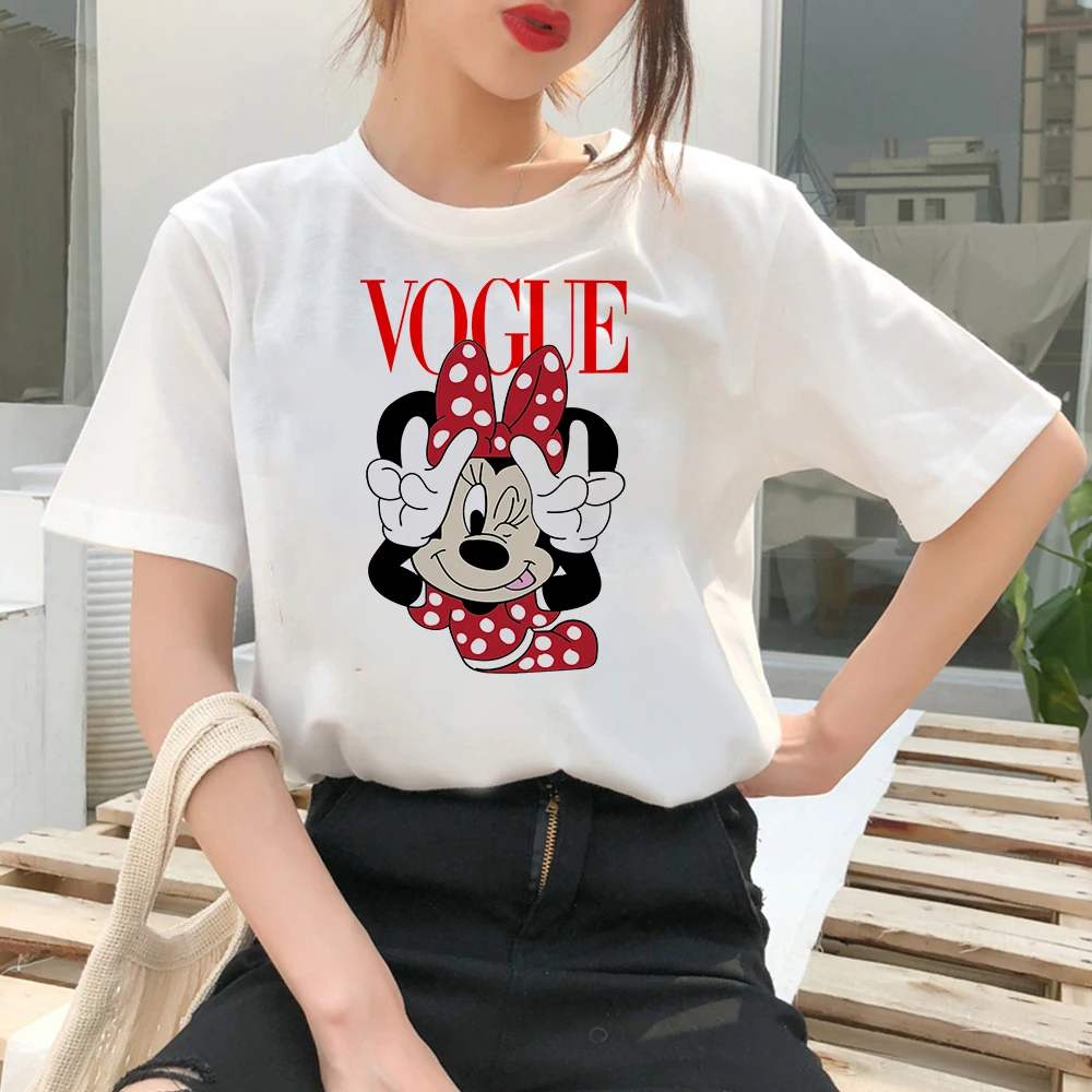 Šiek tiek Velnias Minnie Mouse moteriški marškinėliai Vasaros 2021 Naujas Mados Disney Drabužių Edgy Dizaino Marškinėliai Moteriška Kawaii Grafinis 0